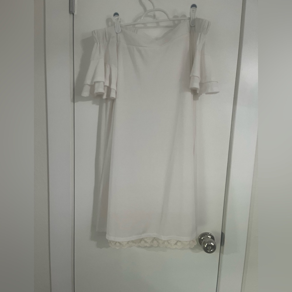 Umgee Off-Shoulder Cream Mini Dress